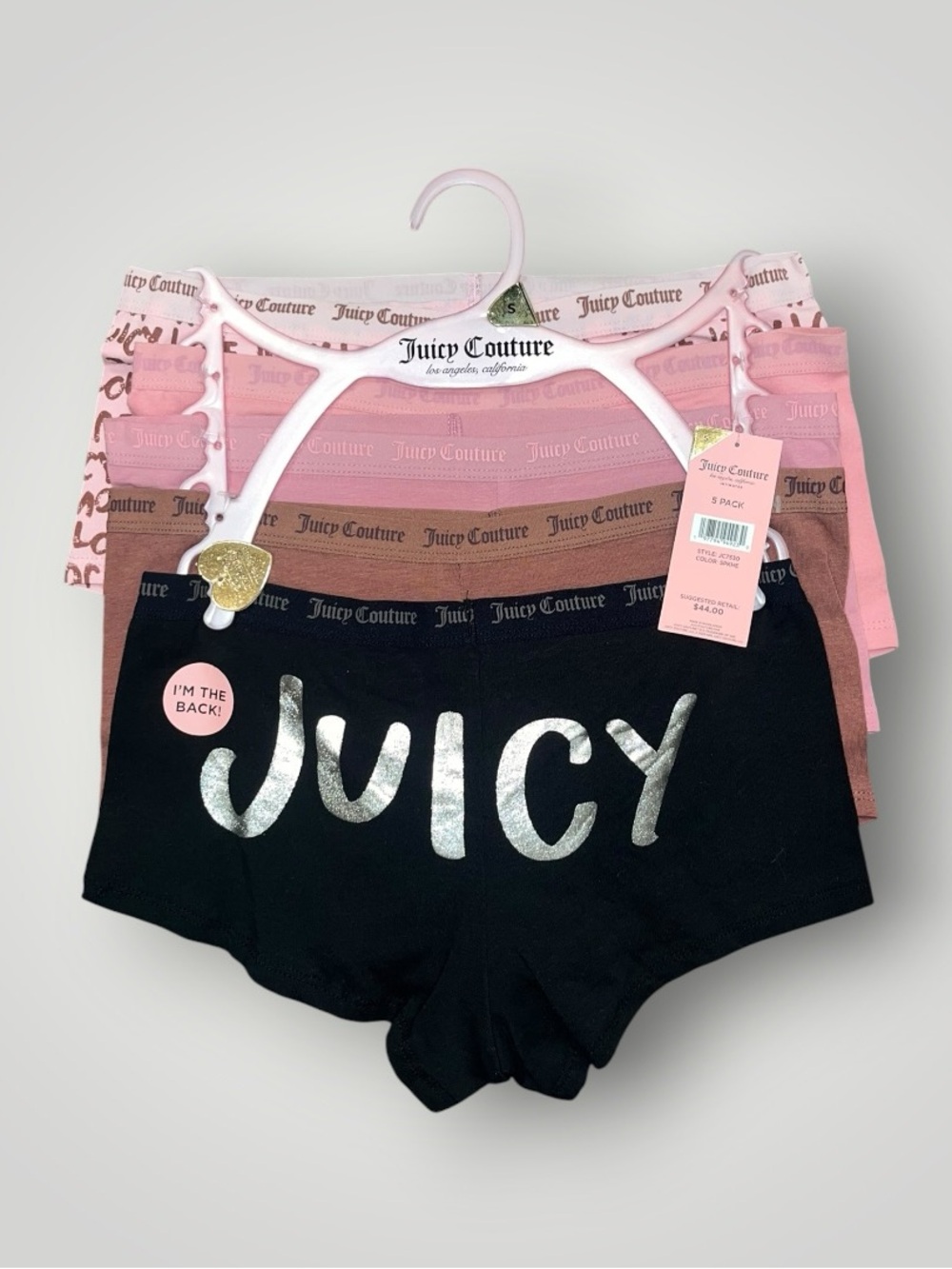 Juicy Couture 5-Pack Boxer Panties Set Size S NWT